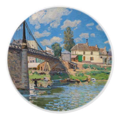 Alfred Sisley _ Bridge at Villeneuve_la_Garenne Ceramic Knob