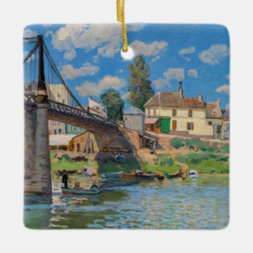 Alfred Sisley _ Bridge at Villeneuve_la_Garenne Ceramic Ornament