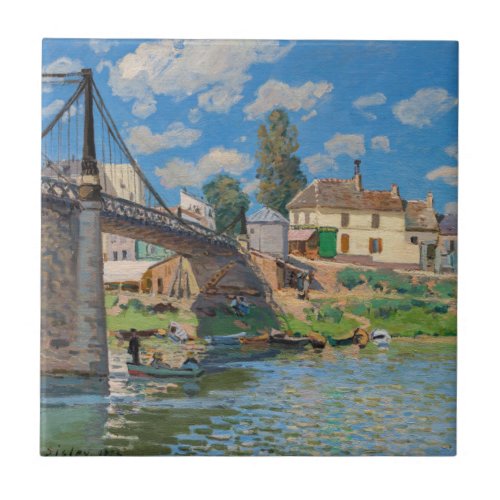 Alfred Sisley _ Bridge at Villeneuve_la_Garenne Ceramic Tile