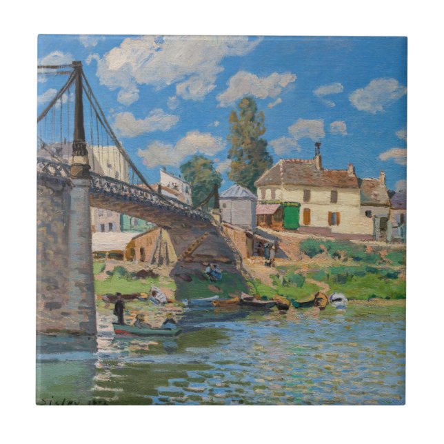 Alfred Sisley - Bridge at Villeneuve-la-Garenne Ceramic Tile (Front)