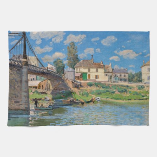 Alfred Sisley _ Bridge at Villeneuve_la_Garenne Kitchen Towel