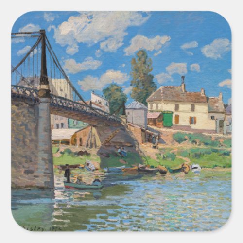 Alfred Sisley _ Bridge at Villeneuve_la_Garenne Square Sticker