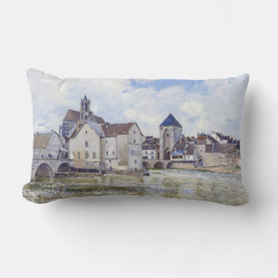 Alfred Sisley Buildings and bridges with water Lumbar Pillow