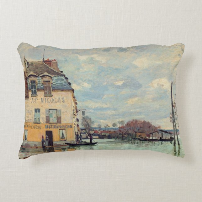 Alfred Sisley - Flood at Port-Marly 1872 Accent Pillow (Front)