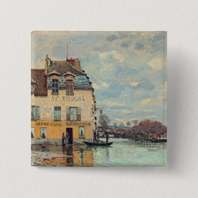 Alfred Sisley - Flood at Port-Marly 1872 Button (Front)