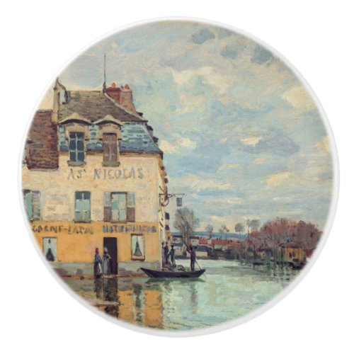 Alfred Sisley _ Flood at Port_Marly 1872 Ceramic Knob