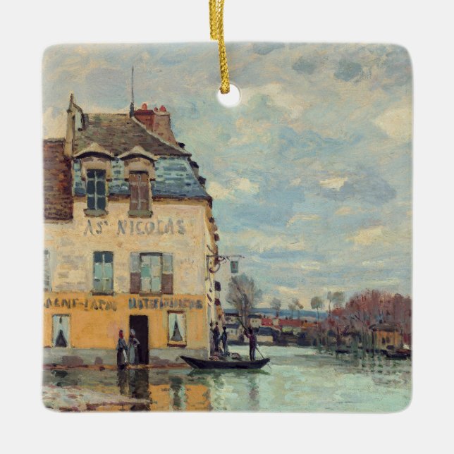 Alfred Sisley - Flood at Port-Marly 1872 Ceramic Ornament (Front)
