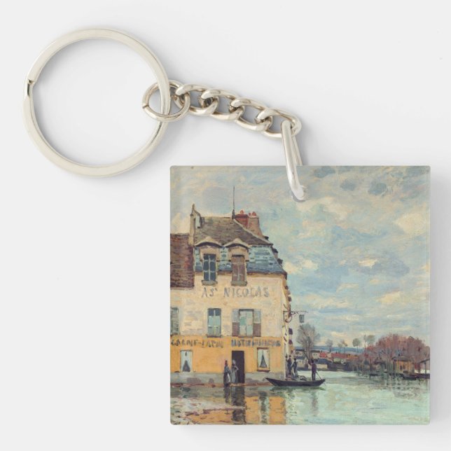 Alfred Sisley - Flood at Port-Marly 1872 Keychain (Front)