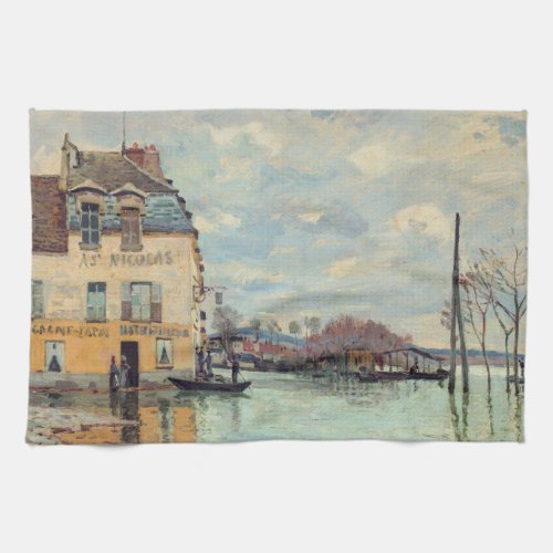 Alfred Sisley _ Flood at Port_Marly 1872 Kitchen Towel