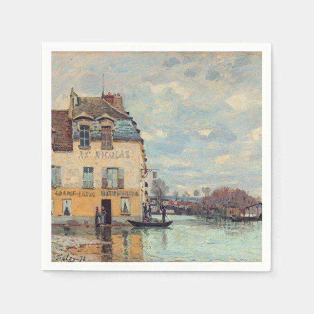 Alfred Sisley - Flood at Port-Marly 1872 Napkins (Front)