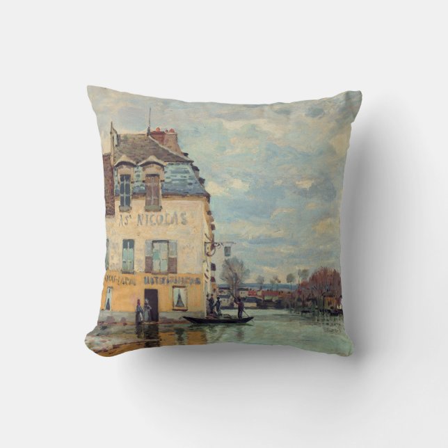 Alfred Sisley - Flood at Port-Marly 1872 Throw Pillow (Front)