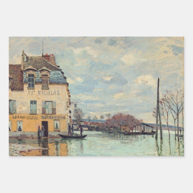 Alfred Sisley - Flood at Port-Marly 1872 Wrapping Paper Sheets (Front)