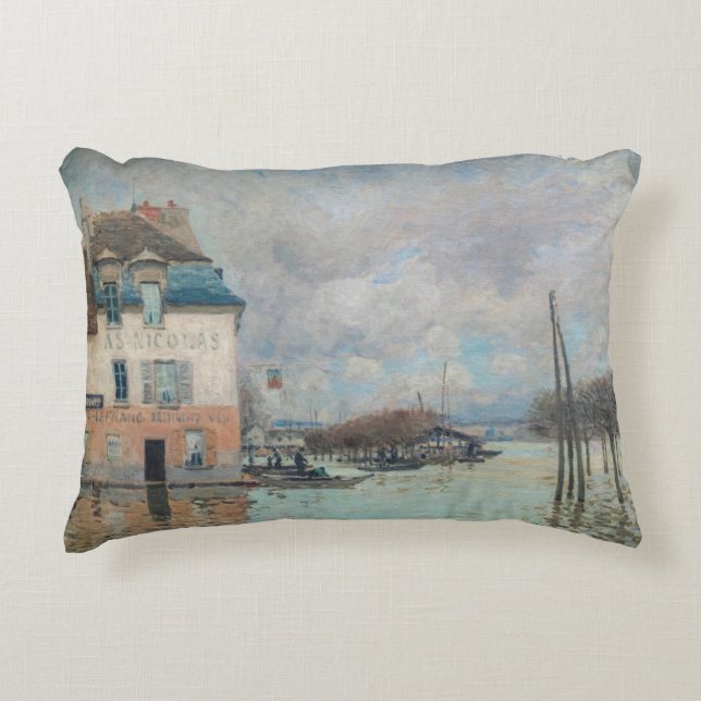 Alfred Sisley - Flood at Port-Marly 1876 Accent Pillow (Front)