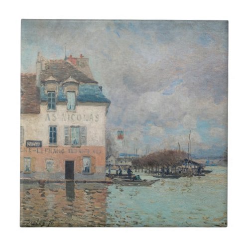 Alfred Sisley _ Flood at Port_Marly 1876 Ceramic Tile