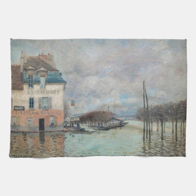 Alfred Sisley - Flood at Port-Marly 1876 Kitchen Towel (Horizontal)