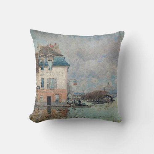 Alfred Sisley _ Flood at Port_Marly 1876 Throw Pillow