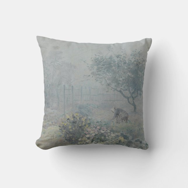 Alfred Sisley - Fog, Voisins Throw Pillow (Front)