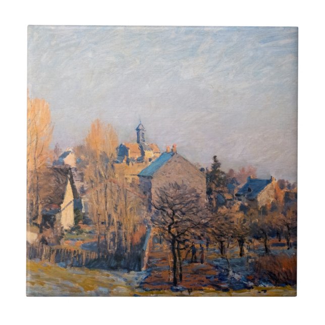 Alfred Sisley - Frosty Morning in Louveciennes Ceramic Tile (Front)