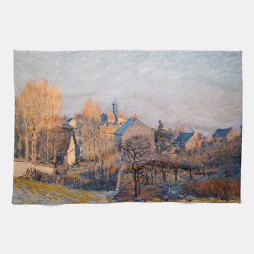 Alfred Sisley _ Frosty Morning in Louveciennes Kitchen Towel