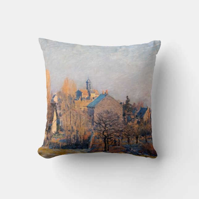 Alfred Sisley - Frosty Morning in Louveciennes Throw Pillow (Front)