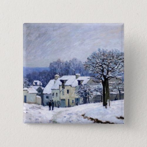 Alfred Sisley _ Place Chenil in Marly Snow Effect Button
