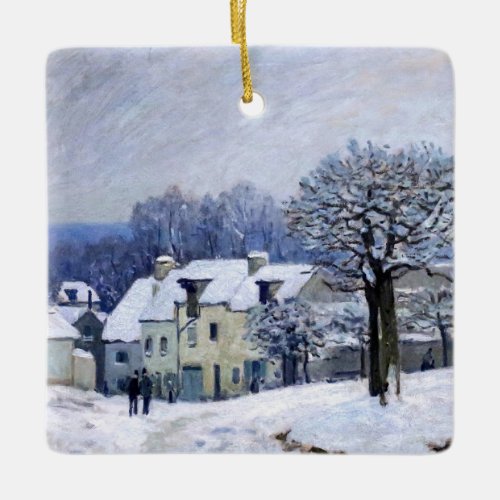 Alfred Sisley _ Place Chenil in Marly Snow Effect Ceramic Ornament