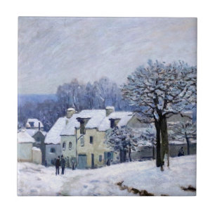 Alfred Sisley - Place Chenil in Marly, Snow Effect Ceramic Tile