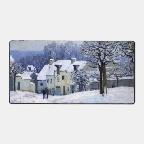Alfred Sisley _ Place Chenil in Marly Snow Effect Desk Mat