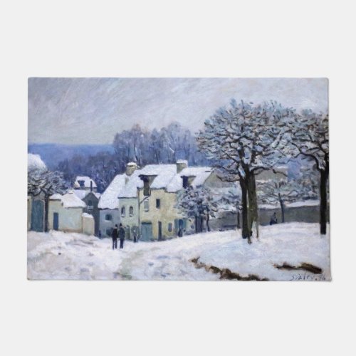 Alfred Sisley _ Place Chenil in Marly Snow Effect Doormat