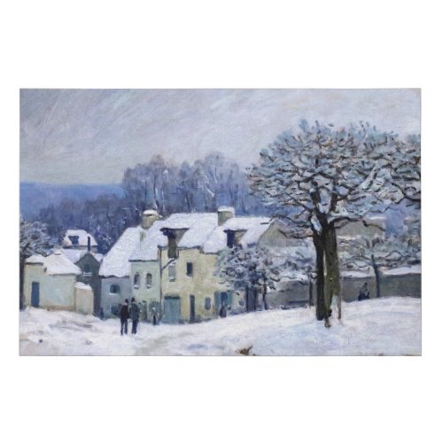 Alfred Sisley _ Place Chenil in Marly Snow Effect Faux Canvas Print