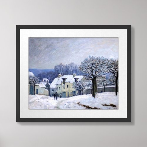 Alfred Sisley _ Place Chenil in Marly Snow Effect Framed Art