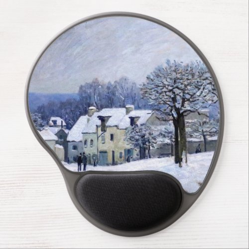 Alfred Sisley _ Place Chenil in Marly Snow Effect Gel Mouse Pad
