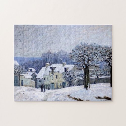 Alfred Sisley _ Place Chenil in Marly Snow Effect Jigsaw Puzzle