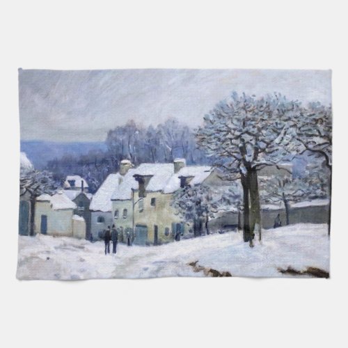 Alfred Sisley _ Place Chenil in Marly Snow Effect Kitchen Towel