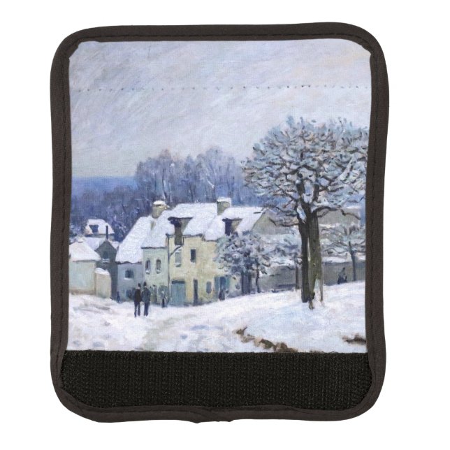 Alfred Sisley - Place Chenil in Marly, Snow Effect Luggage Handle Wrap (Front)