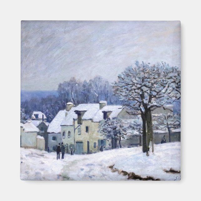 Alfred Sisley - Place Chenil in Marly, Snow Effect Magnet (Front)