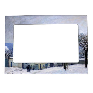 Alfred Sisley - Place Chenil in Marly, Snow Effect Magnetic Frame