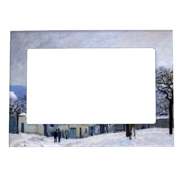 Alfred Sisley - Place Chenil in Marly, Snow Effect Magnetic Frame (Front)