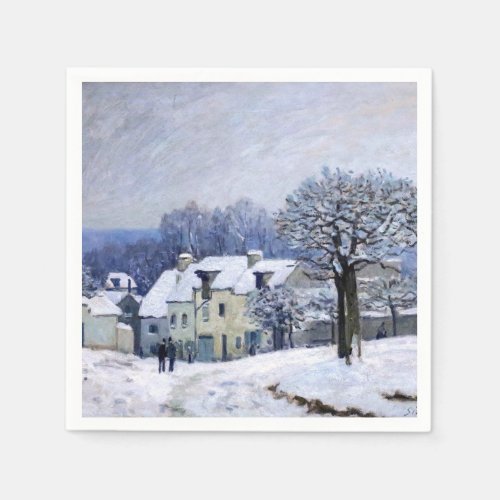 Alfred Sisley _ Place Chenil in Marly Snow Effect Napkins