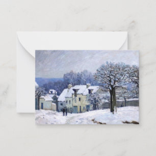 Alfred Sisley - Place Chenil in Marly, Snow Effect Note Card