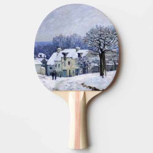 Alfred Sisley _ Place Chenil in Marly Snow Effect Ping Pong Paddle