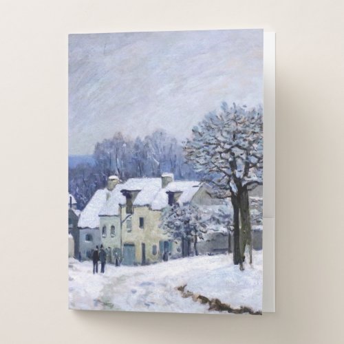 Alfred Sisley _ Place Chenil in Marly Snow Effect Pocket Folder