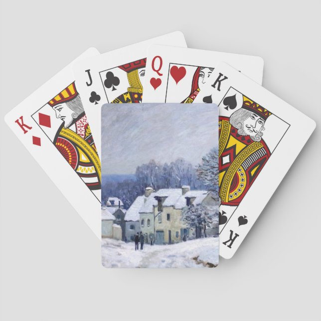 Alfred Sisley - Place Chenil in Marly, Snow Effect Poker Cards (Back)