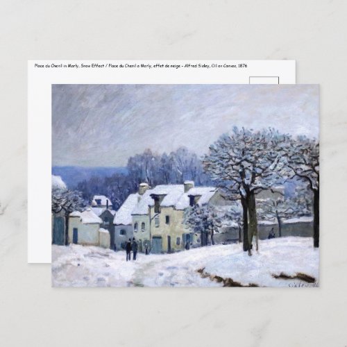 Alfred Sisley _ Place Chenil in Marly Snow Effect Postcard