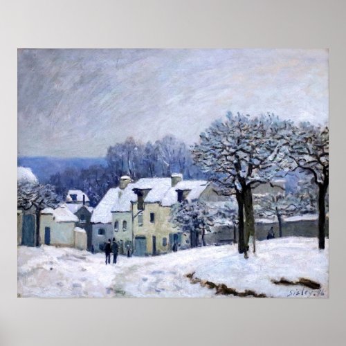Alfred Sisley _ Place Chenil in Marly Snow Effect Poster