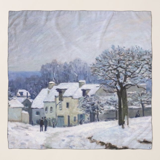 Alfred Sisley - Place Chenil in Marly, Snow Effect Scarf (Front)