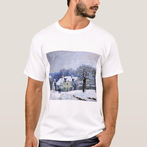 Alfred Sisley _ Place Chenil in Marly Snow Effect T_Shirt