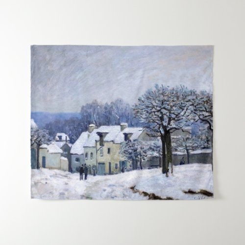 Alfred Sisley _ Place Chenil in Marly Snow Effect Tapestry
