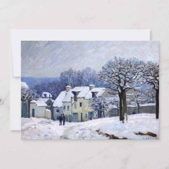Alfred Sisley - Place Chenil in Marly, Snow Effect Thank You Card (Front)