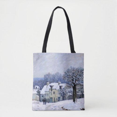 Alfred Sisley _ Place Chenil in Marly Snow Effect Tote Bag